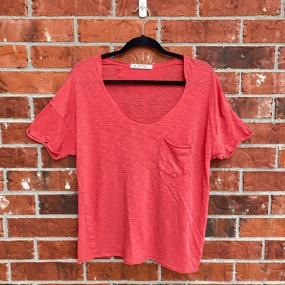 We The Free Womens XS Summer Sky Coral Oversized Boxy Raw Hem Short Sleeve Tee - Picture 1 of 8